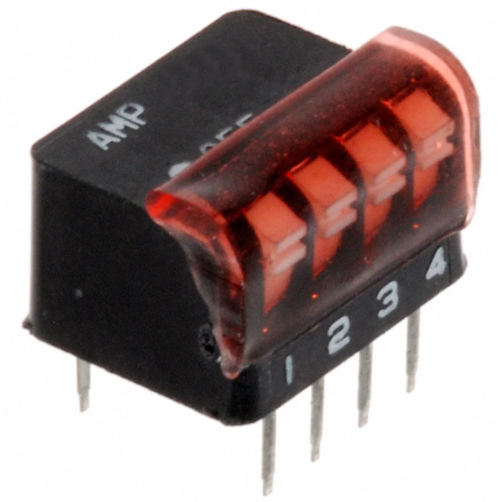 1-5435802-5 - Переключатель DIP 4 позиции 24В 0,1А, 2.54mm, угловой