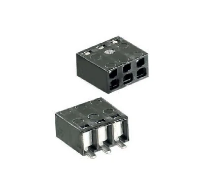 Клемма 7060 /3 SMD 25.400.3310.1 - Клемма на печатную плату, SMD, подвод кабеля сбоку, без маркировки, 4 полюса, шаг: 2,50 мм, Push-in фиксация провода, 320V, 9A, цвет: черный, серия 7060 SMD