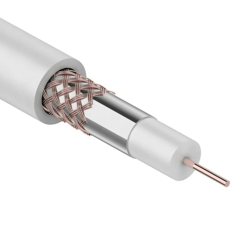Кабель коаксиальный RG-59U, 75Ом, Cu/Al/Cu, 64%, 305м, INDOOR, белый - в бухте 305м