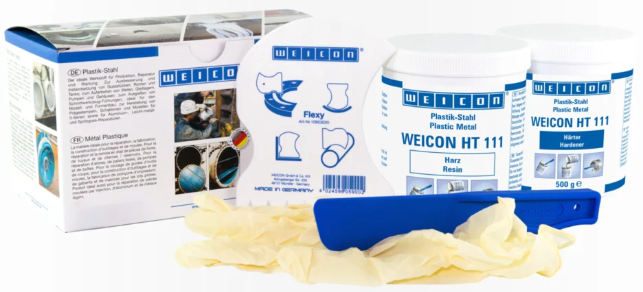 wcn10260010 - 10062985 WEICON HT 111 (1 кг) Эпоксидный композит пастообразный, наполненный сталью, термостойкость до 200°С