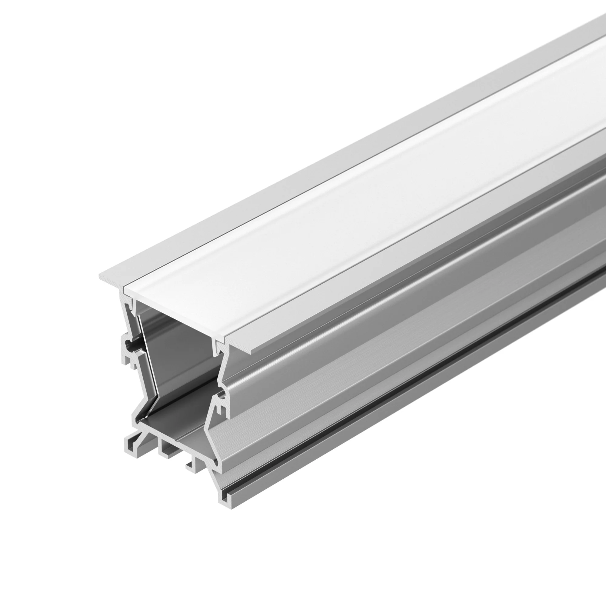 Профиль с экраном ALU-WIDE-FL-H35-2000 ANOD+FROST 027887 - Поставка под заказ от 1 компл. Комплект с экраном. Алюминиевый анодированный профиль для светодиодных лент и линеек. Оснащён специальным отражателем, который увеличивает световой поток на 20%. Габ