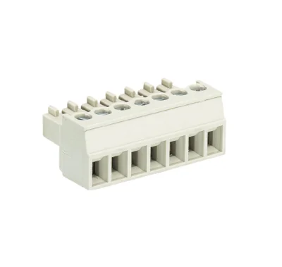 Розетка Wiecon 8813 B / 7 OB - Розеточный разъем, угловой, на кабель, шаг 3,81 мм, 7 полюсов, номинальное сечение: 1,5 мм кв., винтовая фиксация провода, 250V, 8А, без маркировки, цвет: серый, серия 8813 B