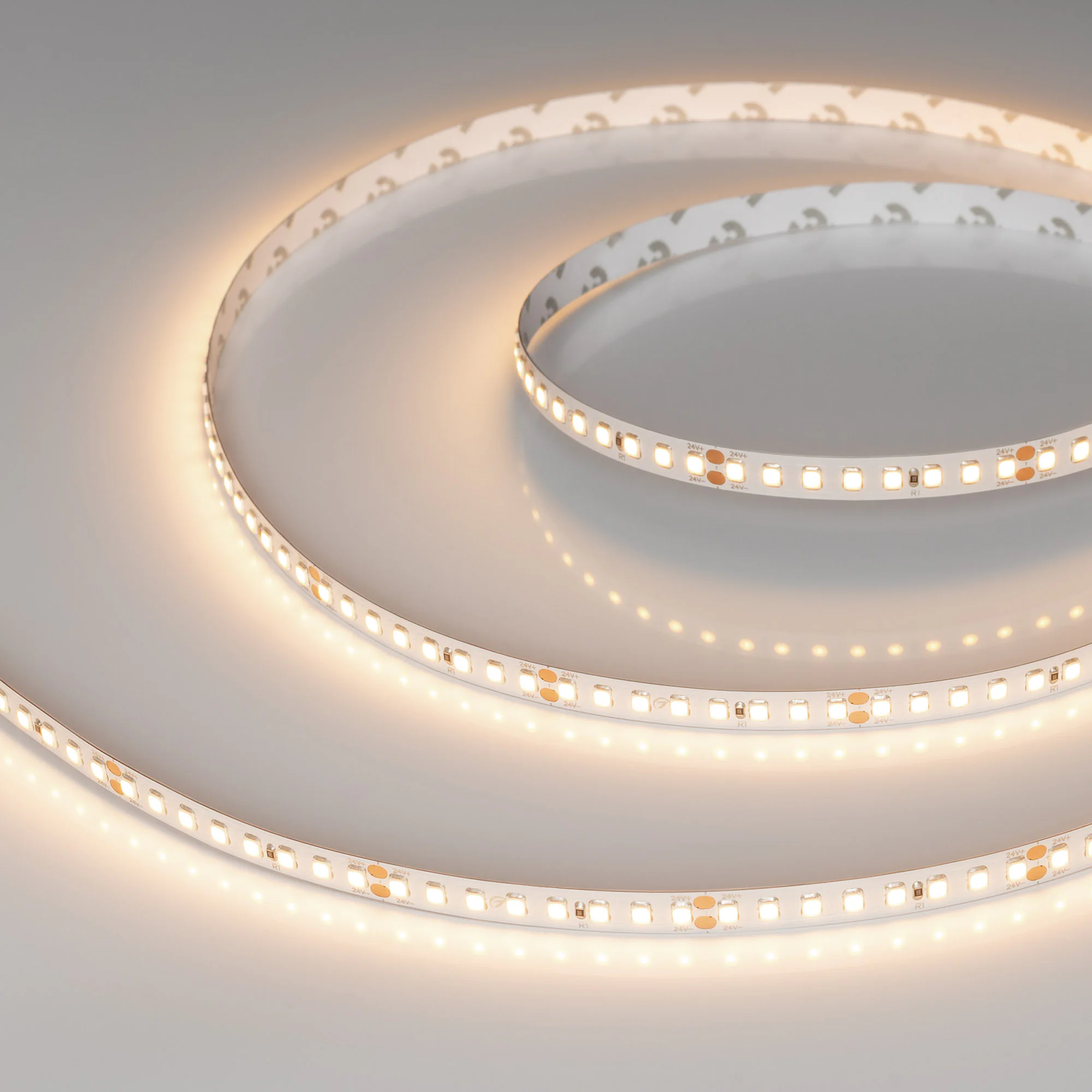 Лента RT-A160-8mm 24V Warm3000 (12 W/m, IP20, 2835, 50m) 024553(2) - Светодиодная лента (монтажная бобина 50м) RT-A160, открытая. Светодиоды 2835, 160 шт/м (8000 шт на 50 м), белая плата, ширина 8 мм, скотч 3M. Цвет ТЁПЛЫЙ 3000 K, цветопередача CRI>85, уг