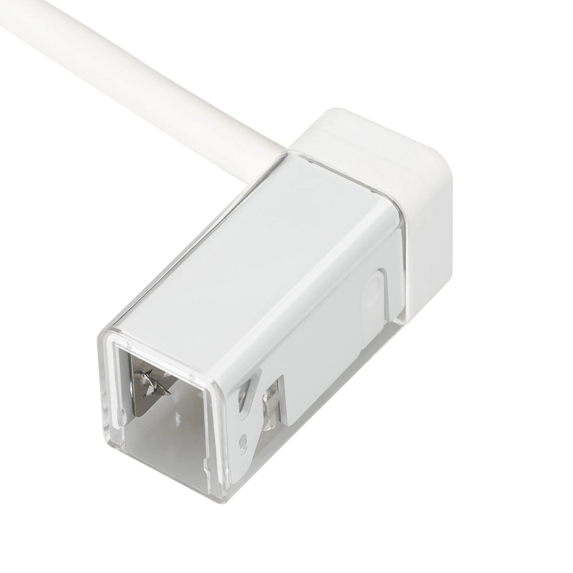 Коннектор питания ARL-MOONLIGHT-1712-CON-POWER-RR-WH 028054 - Герметичный коннектор питания для гибкого неона MOONLIGHT, сечение 17х12мм, цвет белый. Правый вывод провода. Подключение питания без пайки, IP54, длина провода питания 500мм.
