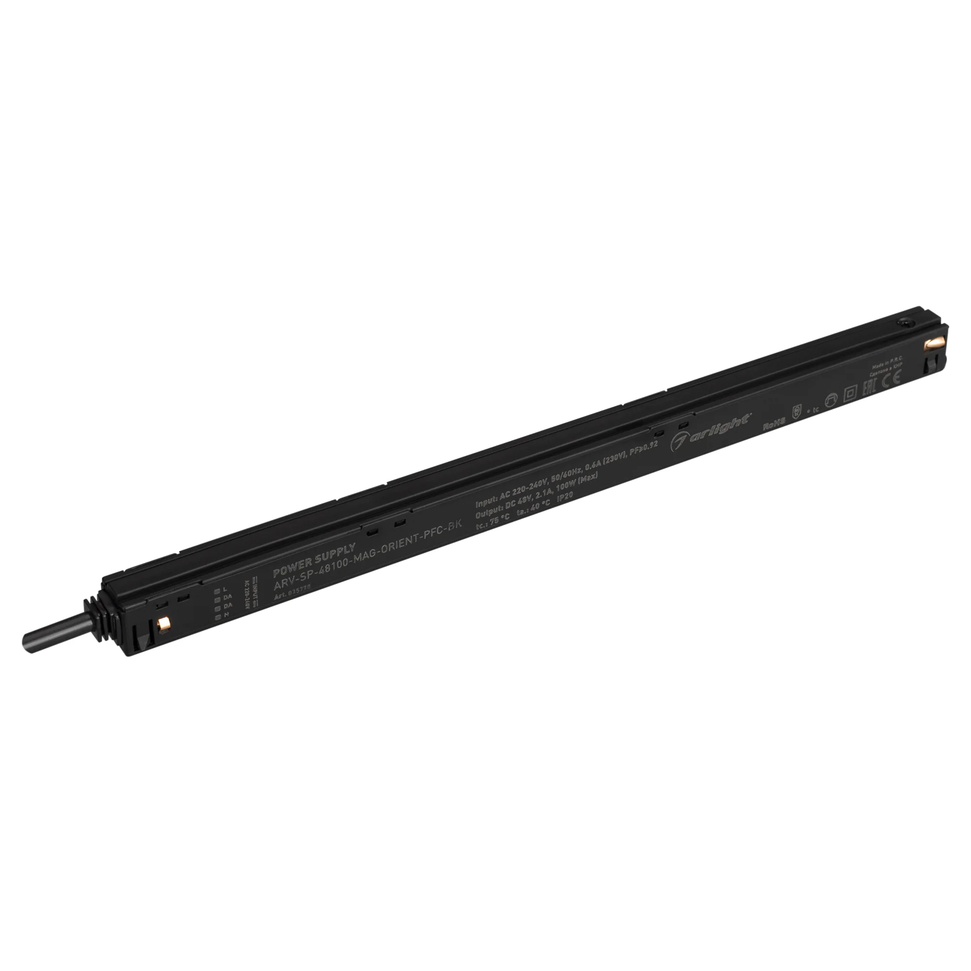 Блок питания ARV-SP-48100-MAG-ORIENT-PFC-BK (48V, 2.1A, 100W) 035778 - Источник напряжения с гальванической развязкой для для магнитной системы. Входное напряжение 220-240 VAC. Выходные параметры: 48 В, 2.1 А, 100 Вт. Встроенный PFC >0,92. Сверхтонкий пла