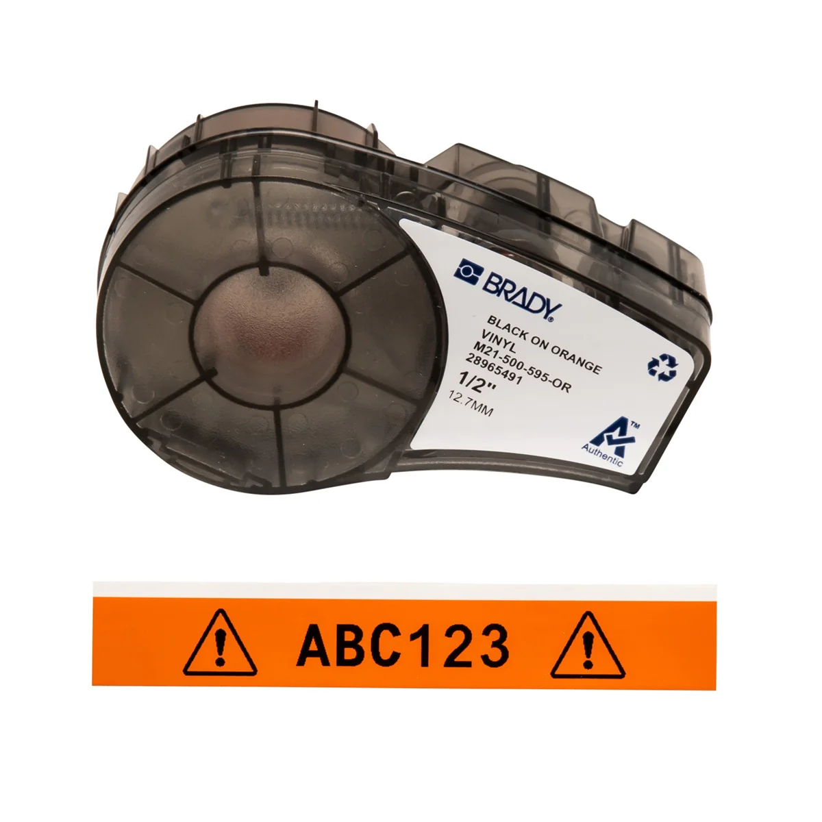 brd142796 - M21-500-595-OR лента 12.7 мм/6.4 м, винил, черный на оранжевом
