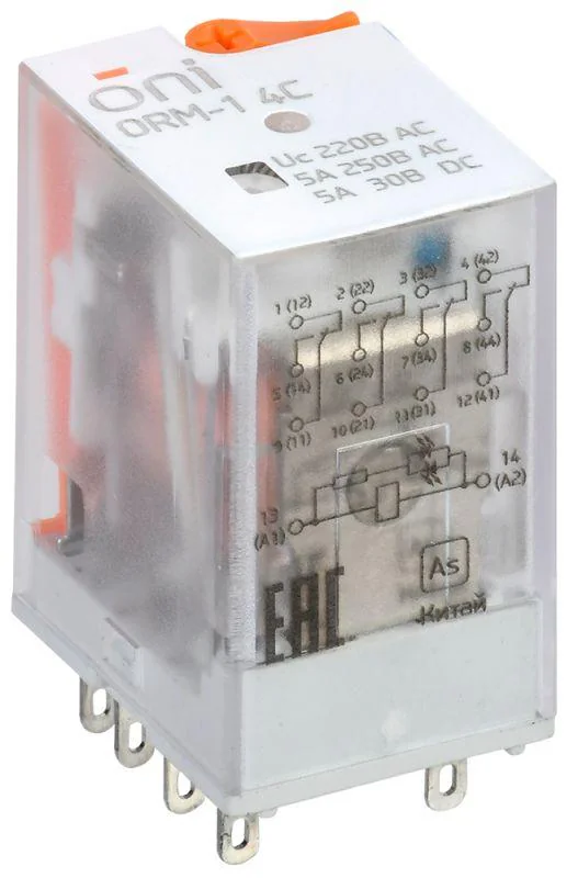 Реле интерфейсное ORM-1 4C 220В AC с LED и тест. кнопкой ORM-1-4C-AC220V-L-B
