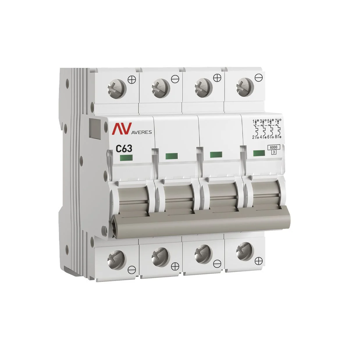 Выключатель автоматический AV-6 DC 4P 63A (C) 6kA EKF AVERES mcb6-DC-4-63C-av