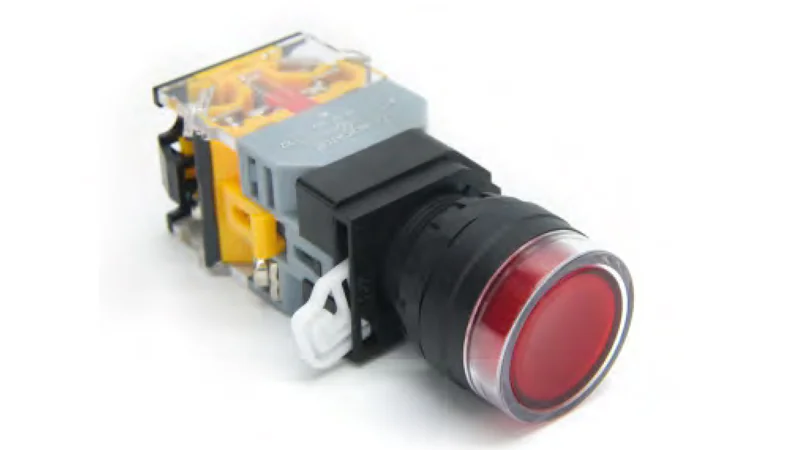 Кнопка  DT22A-FLD11/WHAC/DC24 - Кнопка управления в сборе, с блокировкой, 24 - 380VAC / DC, 0,6 - 10A, с подсветкой, 24VDC, низкая, 1NO1NC, цвет: белый, диаметр отверстия: 22 мм, пластиковая обойма кнопки