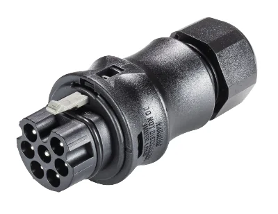 Разъем RST20I7S S1 ZR1 SW 96.072.4053.1 - Вилочный разъем на кабель диам. 6-10 мм, IP68(69k), 7 полюсов, винтовая фиксация провода, номинальные характеристики: 250/400V, 20A, цвет: черный, серия RST Classic