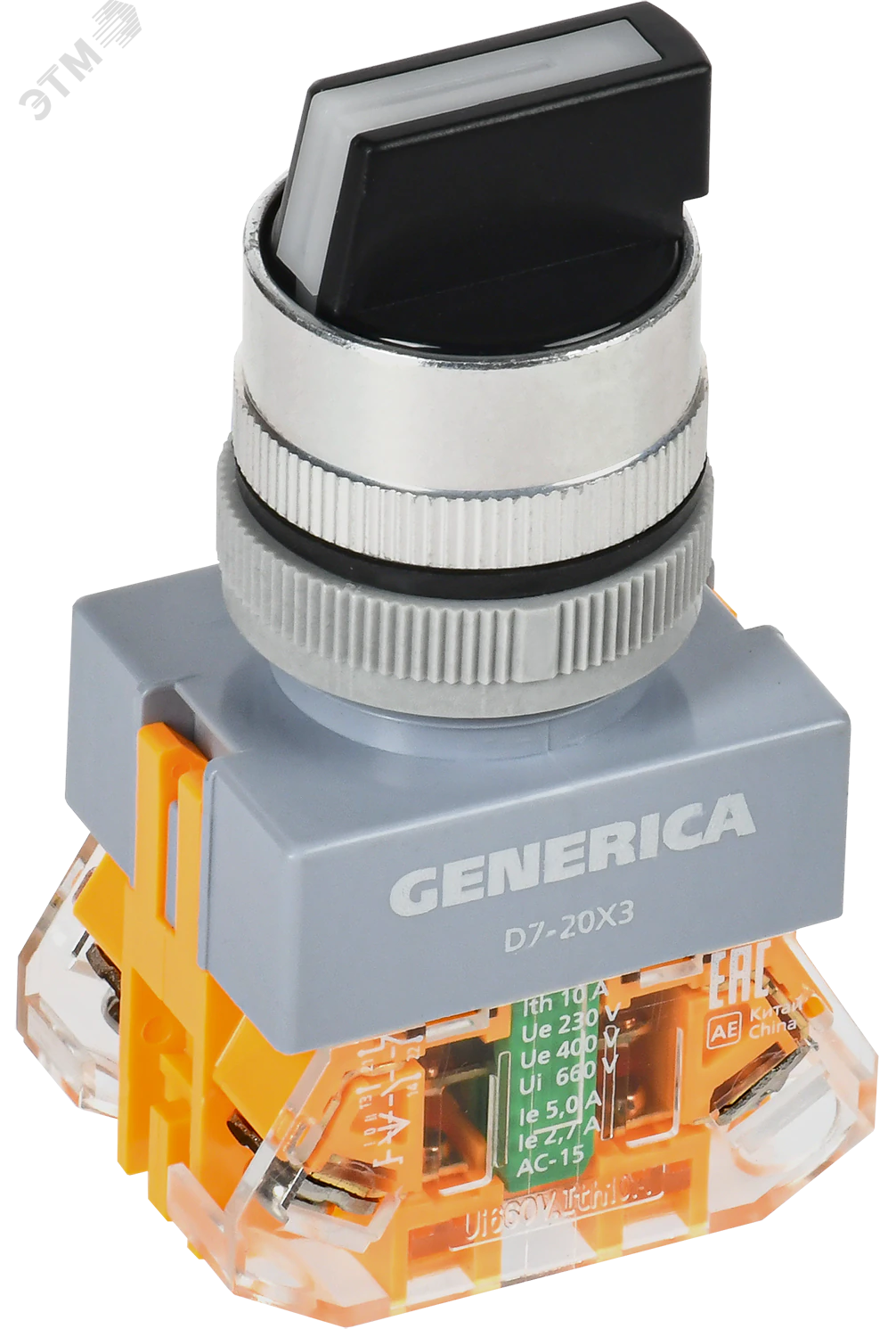 Переключатель D7-20X3 3 полож. 1з+1р черный GENERICA BSW50-20X3-3-21-3-K02-G