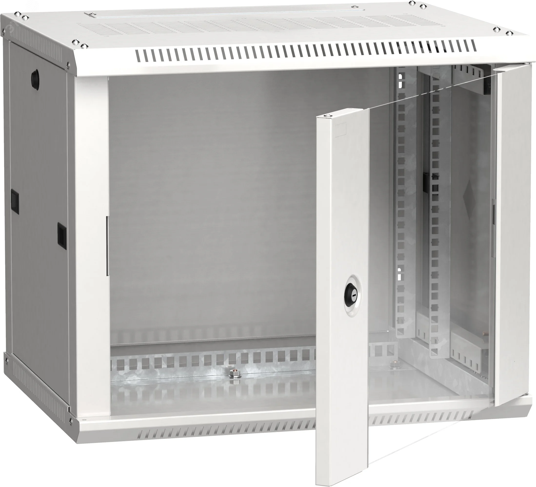 Шкаф настенный 19" LINEA W 9U 600x450мм стеклянная дверь RAL7035 LWR3-09U64-GF