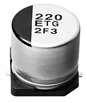 EEETG1E221UP - Конденсатор алюминиевый электролитический 220мкФ 25В ±20% (8 X 10.2мм) для поверхностного монтажа 0.5 Ом 197мА 2000час 125°С автомобильного применения лента на катушке