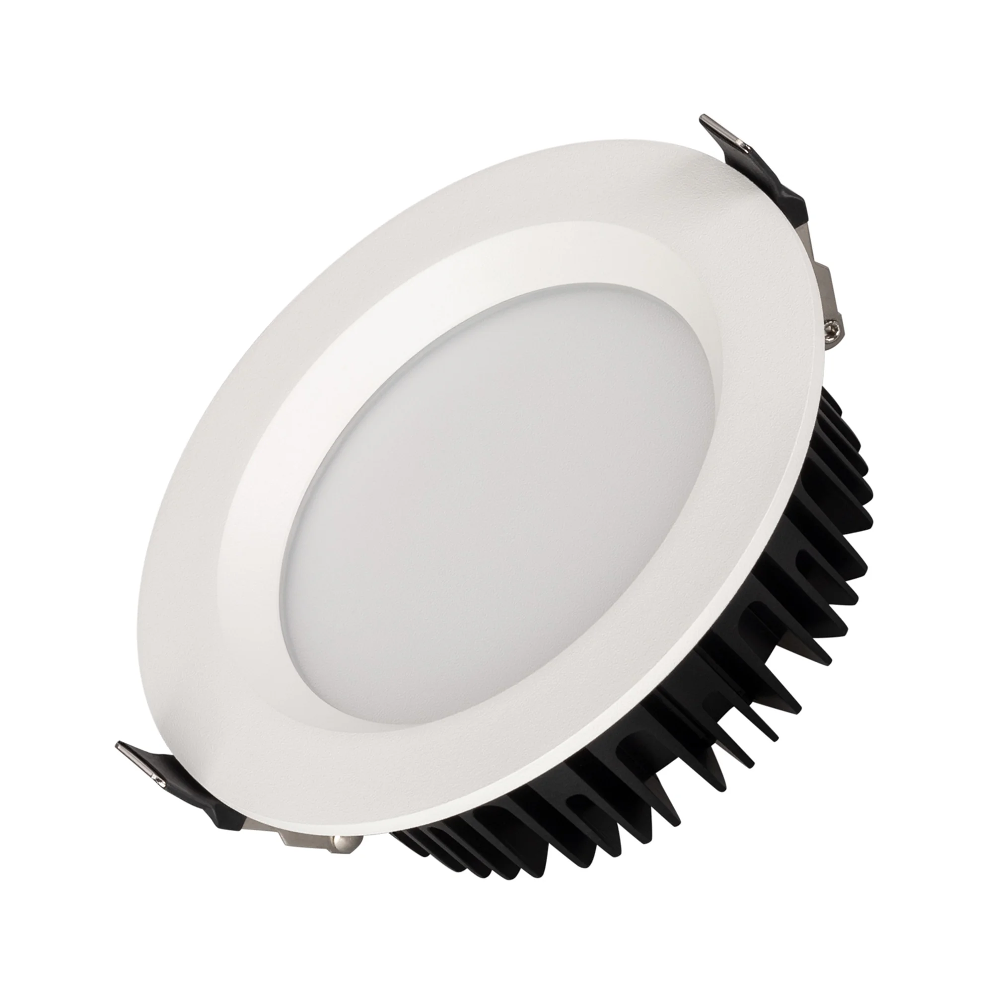Светильник MS-MIST-BUILT-R145-15W Day4000 (WH, 110 deg, 230V) 039062 - Встраиваемый светильник даунлайт. Мощность 15 Вт, св. поток 980 лм, 65 лм/Вт, дневной 4000 K, CRI>90, угол 110°, напряжение питания 230 В. Белый круглый корпус из алюминия, экран PMMA,