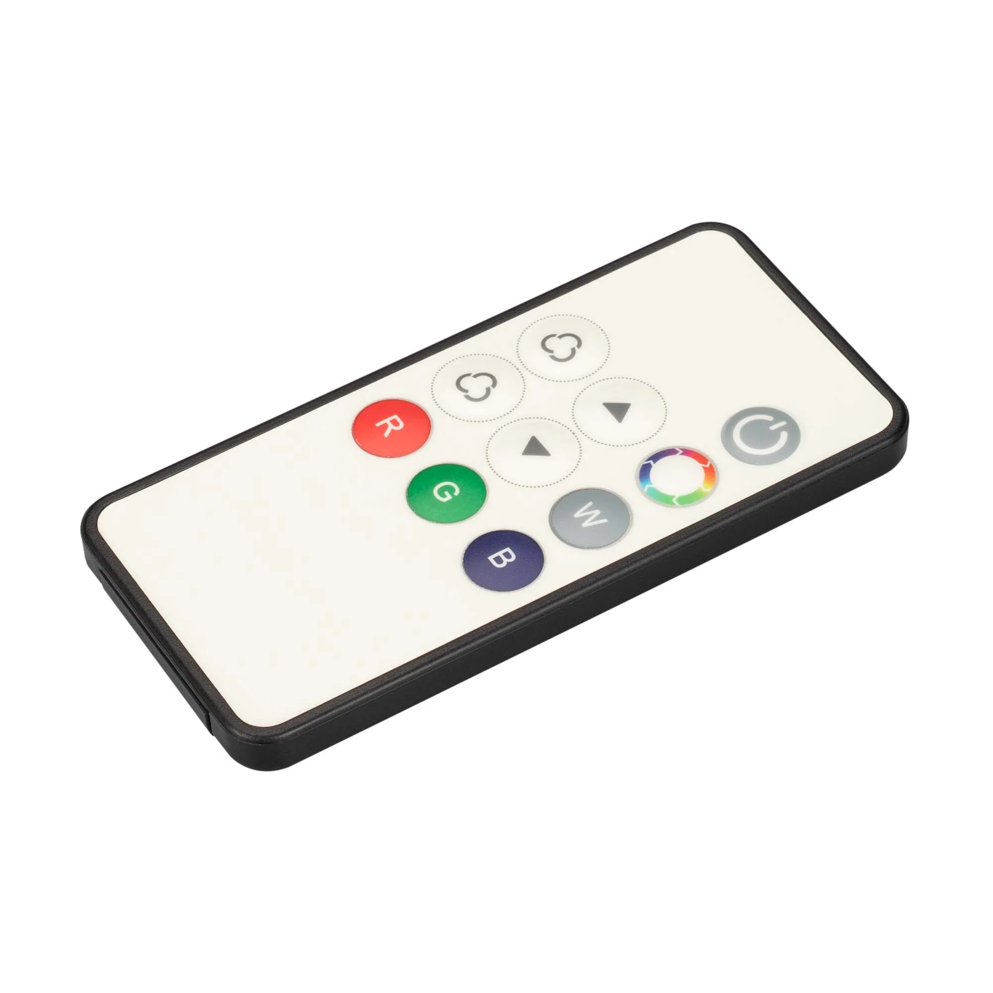 Пульт SMART-R42-RGB (1 зона, 2.4G) 031597 - Кнопочный радиопульт 2.4 ГГц белого цвета для управления мультицветными (RGB) источниками света. 1 зона управления. Питание 3VDC (CR2032). Габариты 100x47x8 мм. Изготовлен из пластика с покрытием, защищающим от 