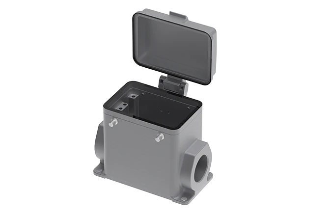 Закрытое основание разъема S32A-SM-4B-M32-PC - Основание разъема на панель, закрытое, типоразмер 32A, без уплотнителя, 1 отверстие с резьбой для кабельных вводов M32x1,5, без защелок (упоры для двух защелок), с защитной крышкой, материал корпуса: алюминие
