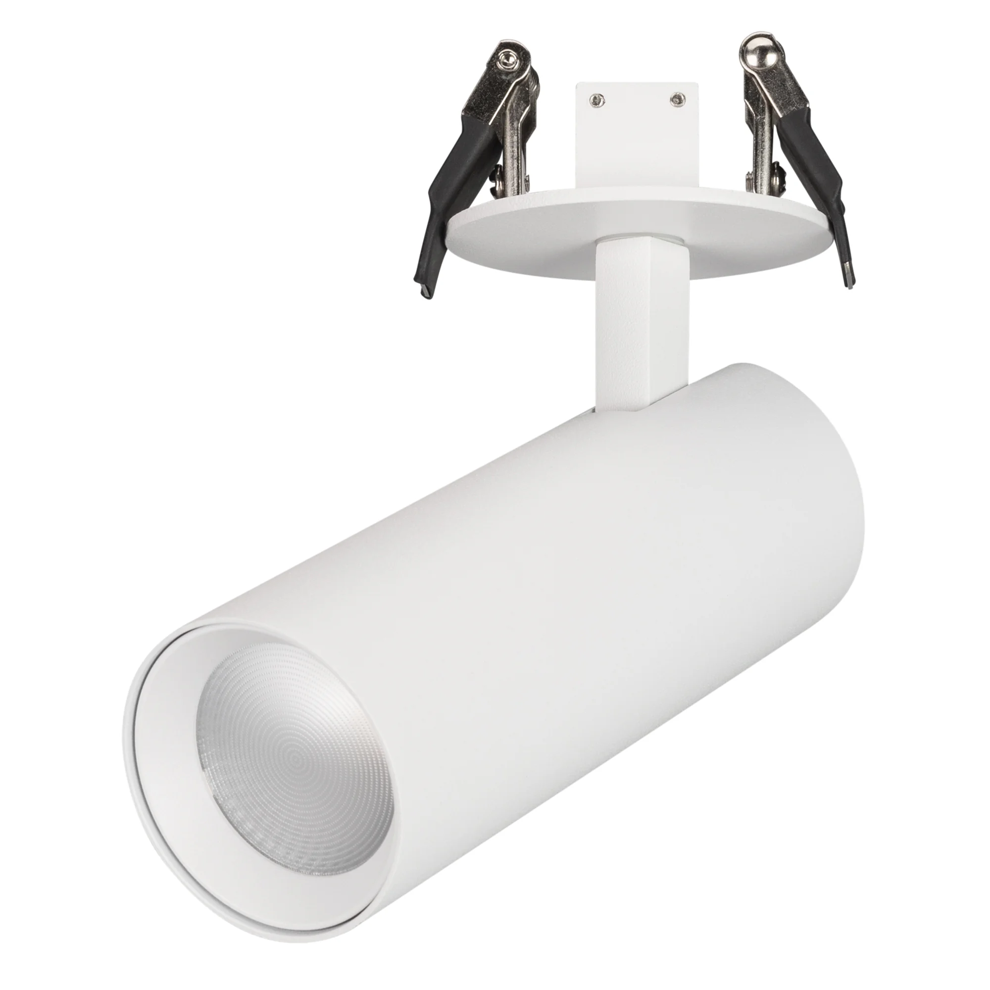 Светильник LGD-LUMOS-R55-16W Warm3000 (WH, 25 deg, 230V) 034481 - Встраиваемый поворотный светильник для потолка. Мощность 16 Вт, св. поток 1280 лм, 80 лм/Вт, теплый 3000 K, CRI>90, угол 25°, напряжение питания 230 В. Белый корпус из алюминия, линза PC, с