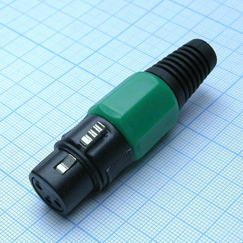 CANNON 81G 3F - Аудио разъём XLR - розетка кабельная, 3 контакта, цвет - зелёный